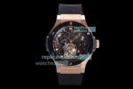 Swiss Copy Hublot Big Bang Skeleton Tourbillon Rose Gold Case Black Rubber Watch